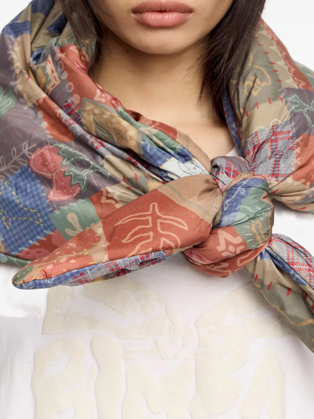 Bimba Y Lola Patchwork-print Scarf In Neutral