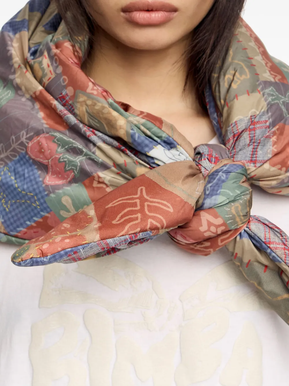 Bimba y Lola Sjaal met patchwork - Beige