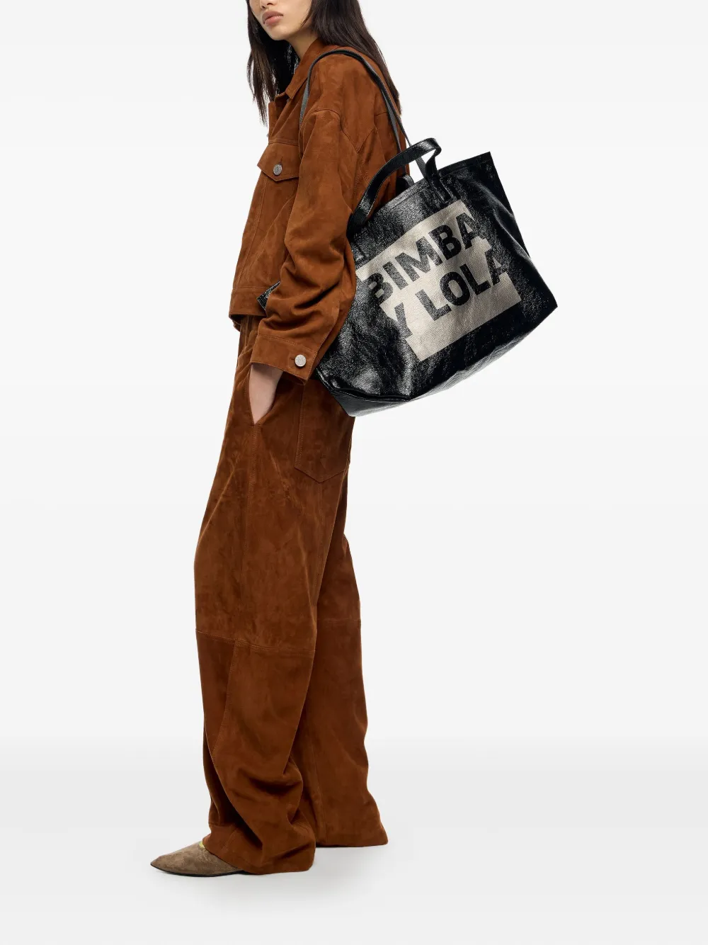 Bimba y Lola Grote shopper met logoprint - Zwart