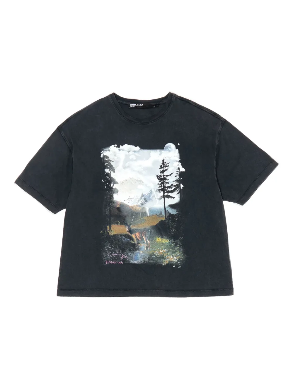 Bimba Y Lola Landscape-print T-shirt In Black