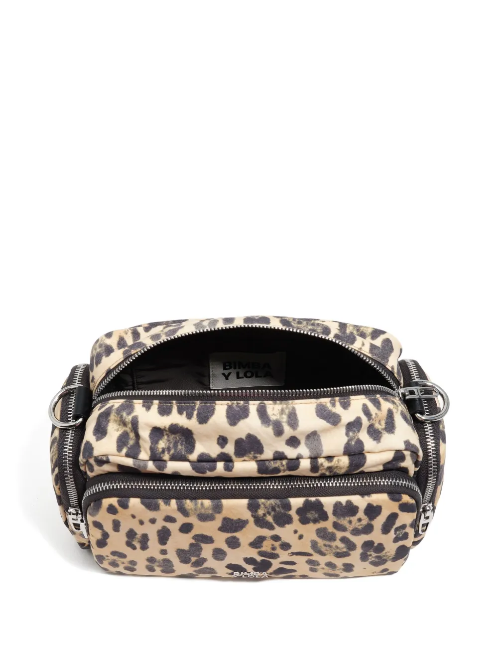 Bimba Y Lola Leopard-print Double-zip Cross Body Bag In Neutral