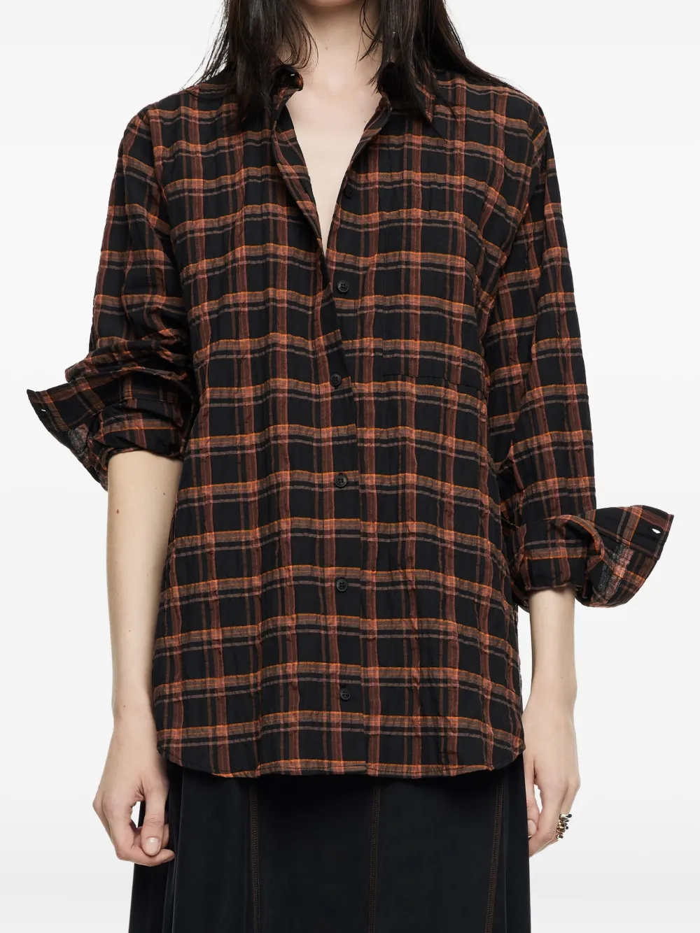 Bimba y Lola Geruit katoenen blouse - Oranje