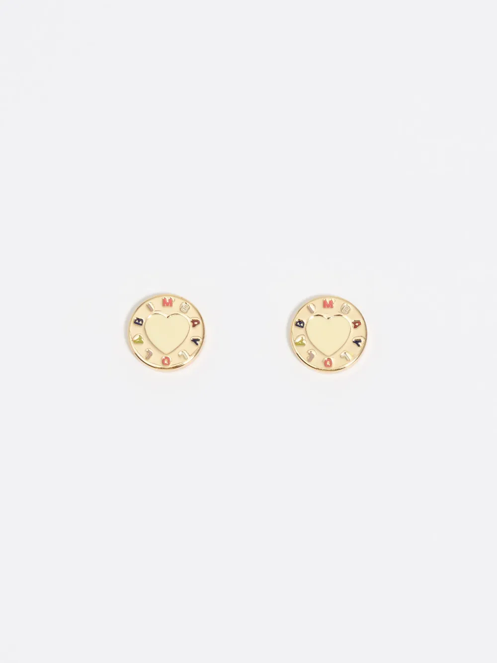 Bimba Y Lola Heart Enamel Earrings In Gold