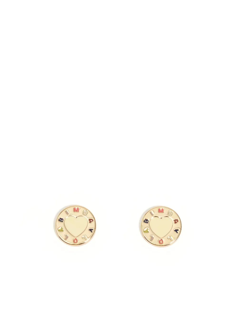 Bimba y Lola heart enamel earrings | Gold | Image 1