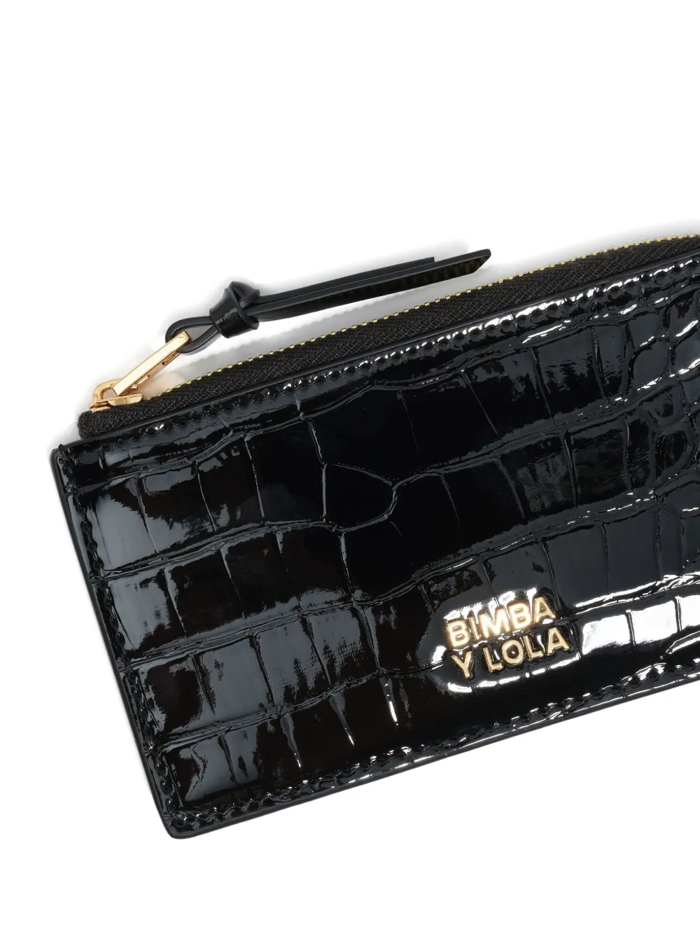 Bimba Y Lola Crocodile-effect Zip Purse In Black