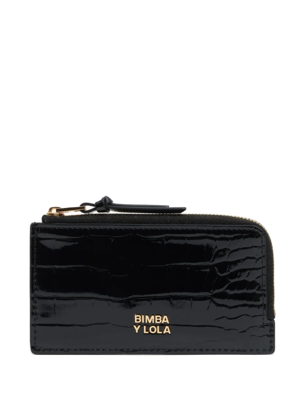 Bimba Y Lola Crocodile-effect Zip Purse In Black