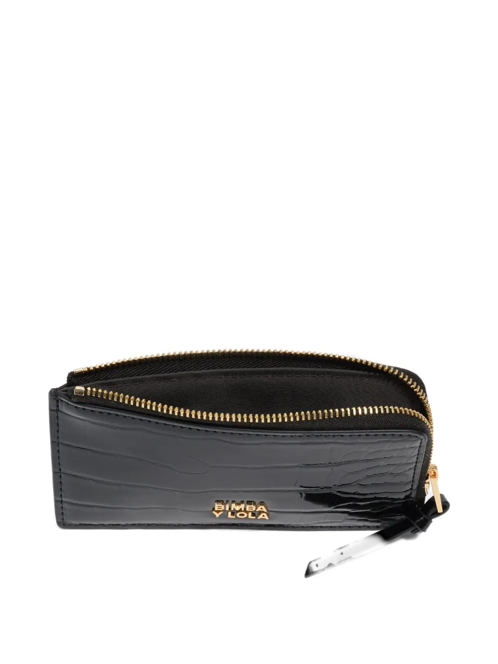 Bimba Y Lola Crocodile-effect Zip Purse In Black