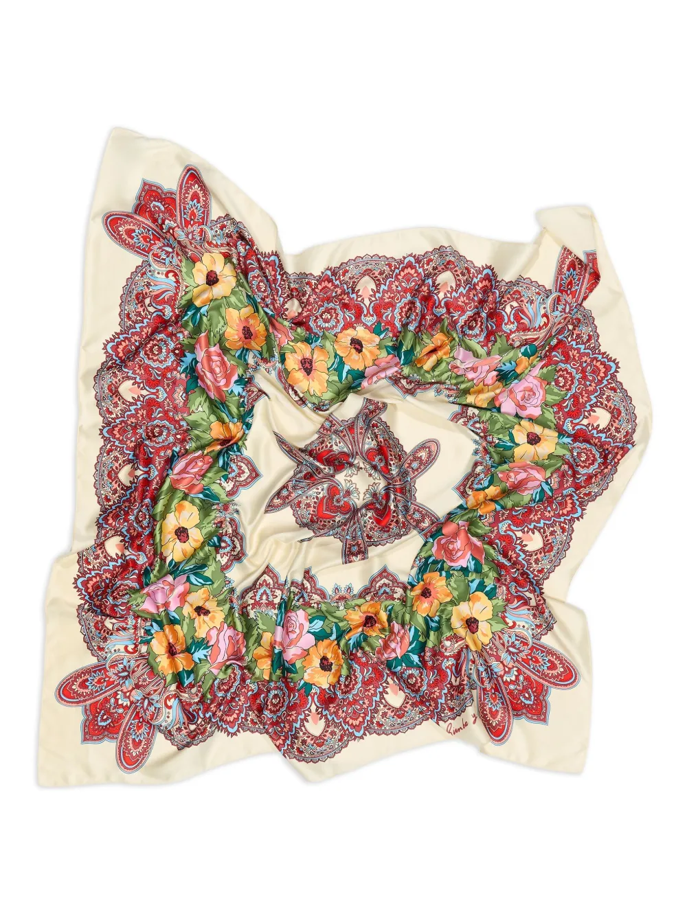Bimba y Lola Sjaal met bloemen- en paisleyprint - Beige