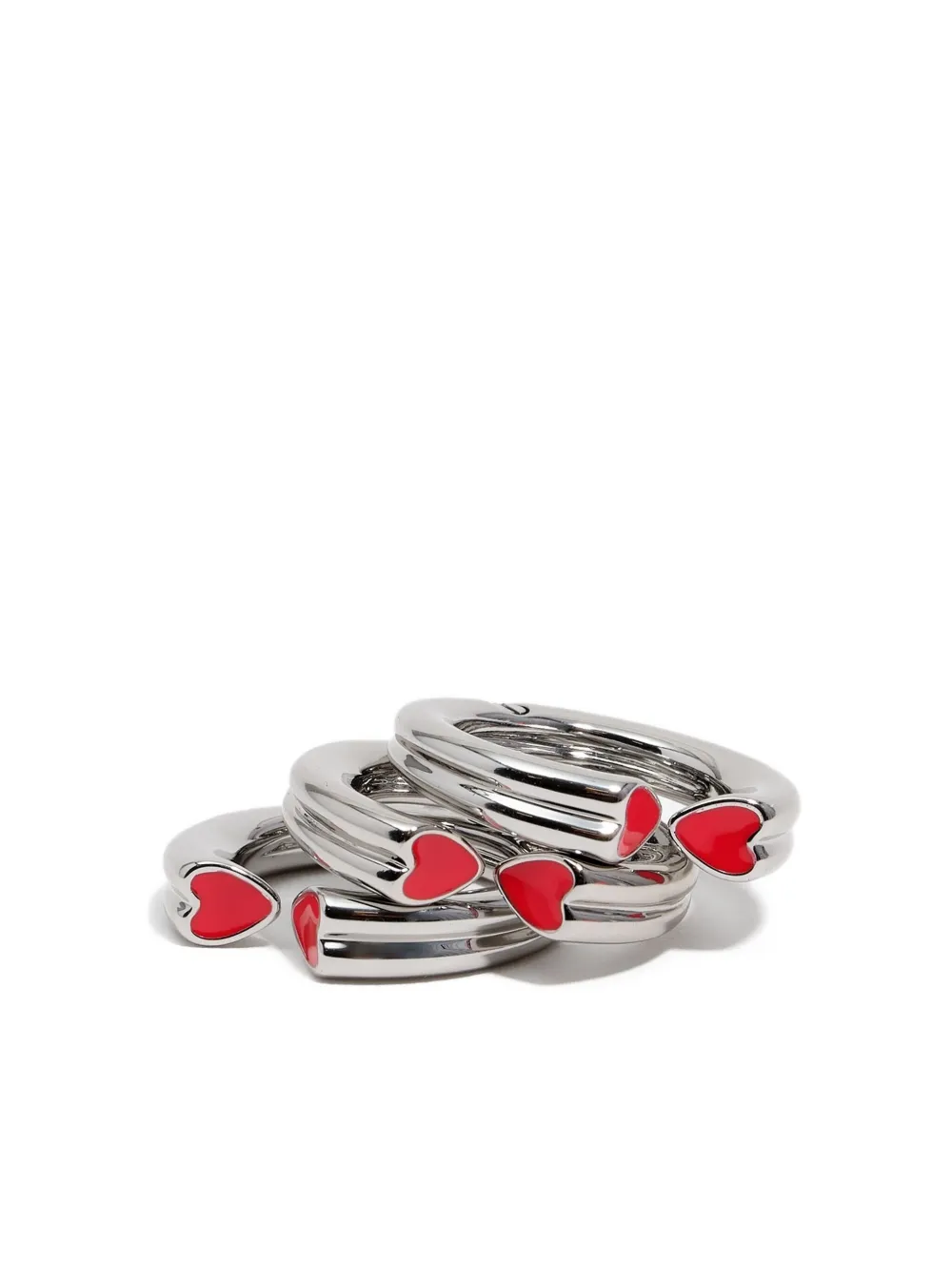 Bimba Y Lola Heart-detail Multi-ring In Metallic