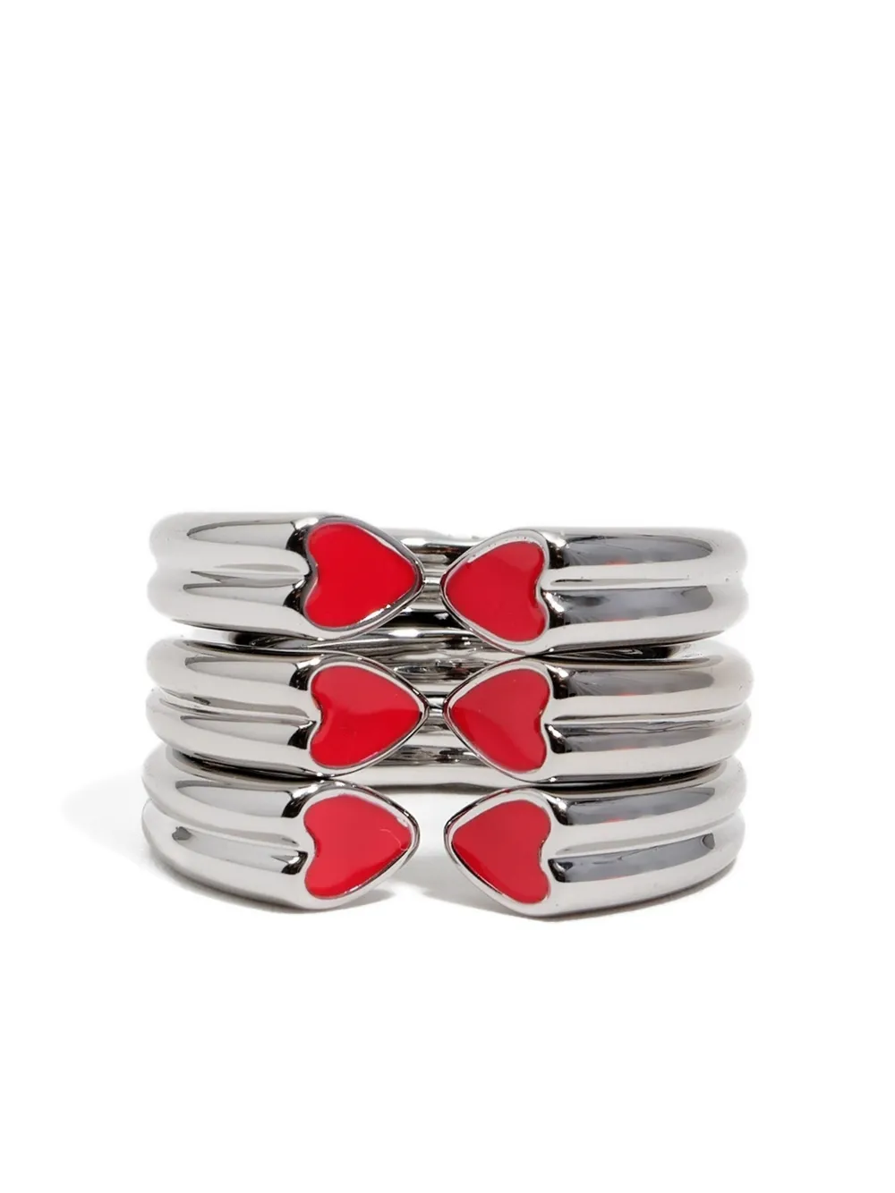 Bimba Y Lola Heart-detail Multi-ring In Metallic