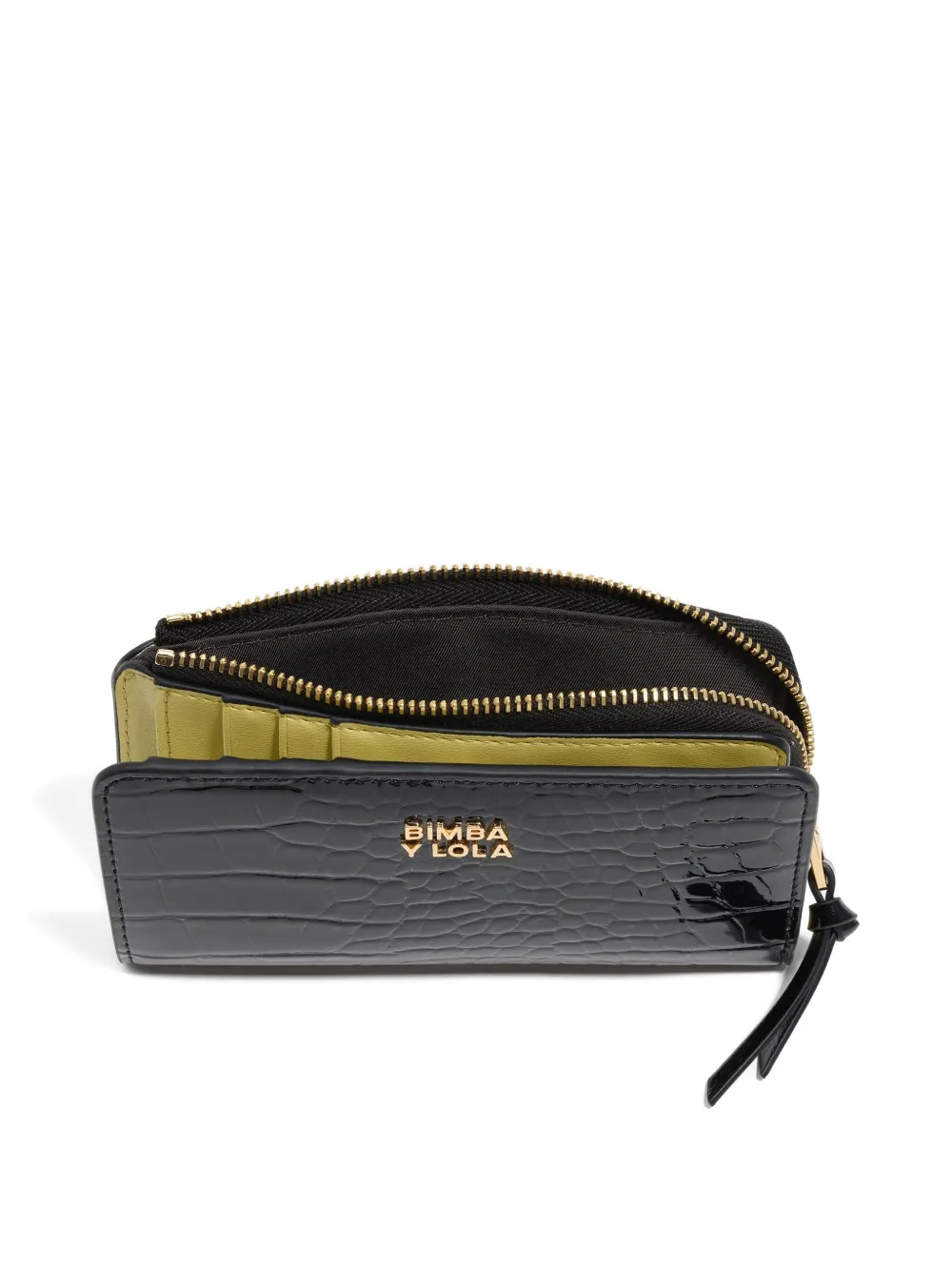 Bimba Y Lola Crocodile-effect Zip-around Wallet In Black