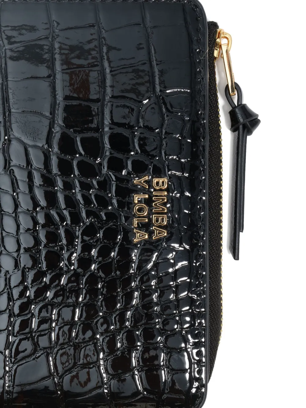 Bimba Y Lola Crocodile-effect Zip-around Wallet In Black