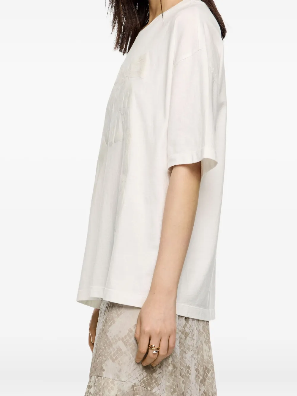 Bimba Y Lola Embroidered Cotton T-shirt In White
