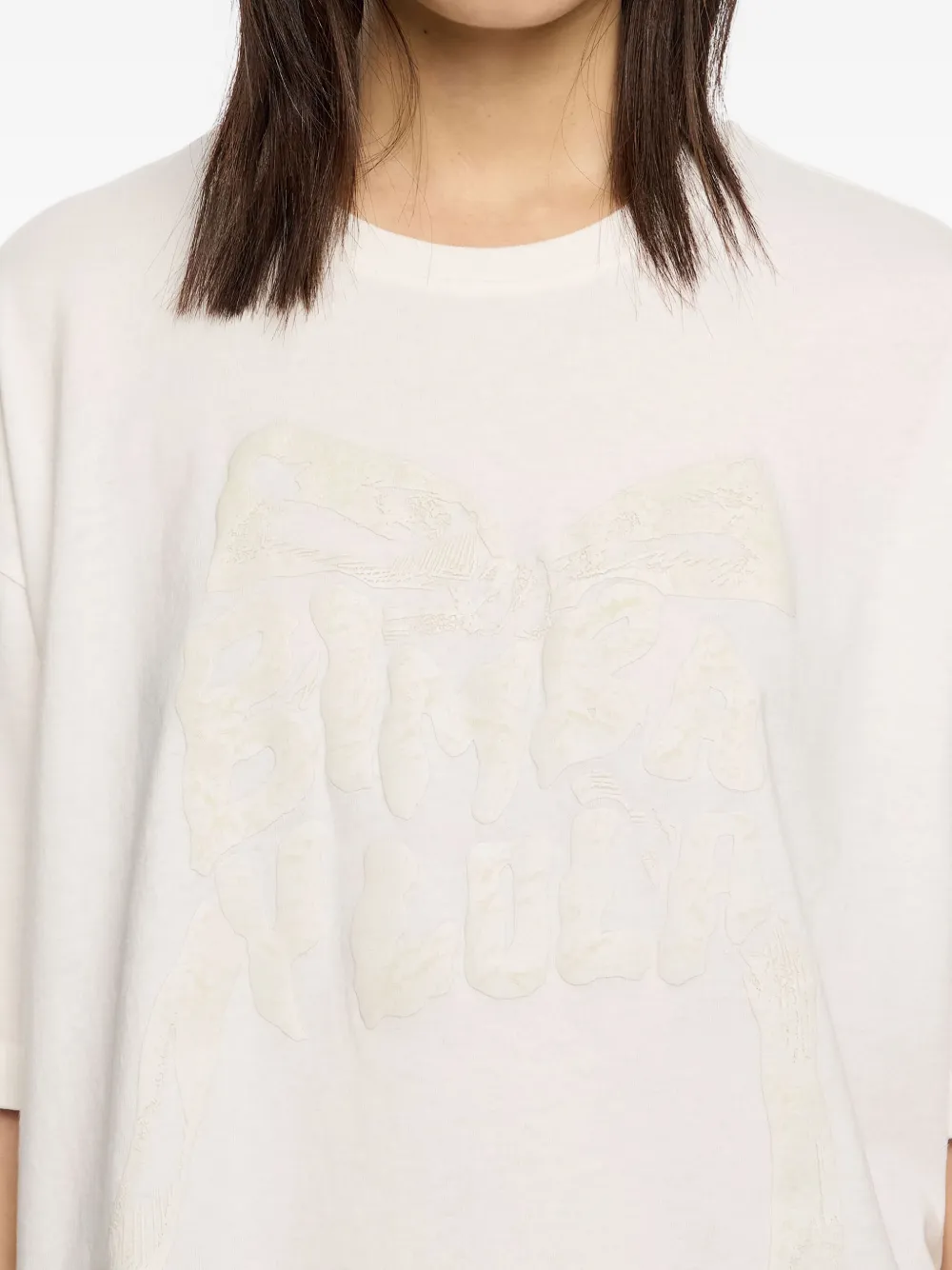 Bimba Y Lola Embroidered Cotton T-shirt In White