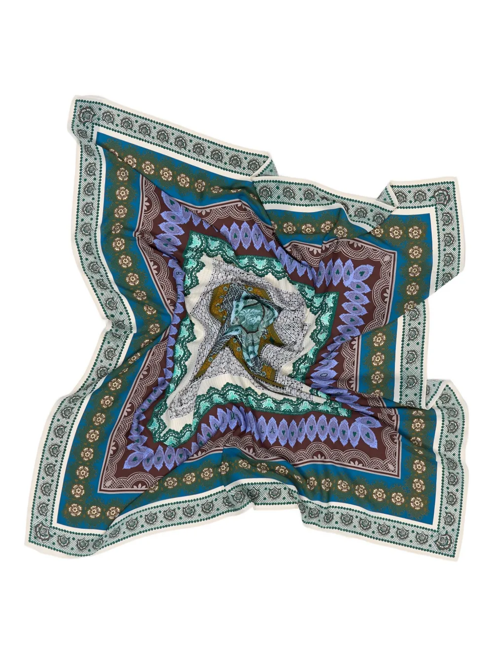 Bimba Y Lola Patterned Border Scarf In Neutral