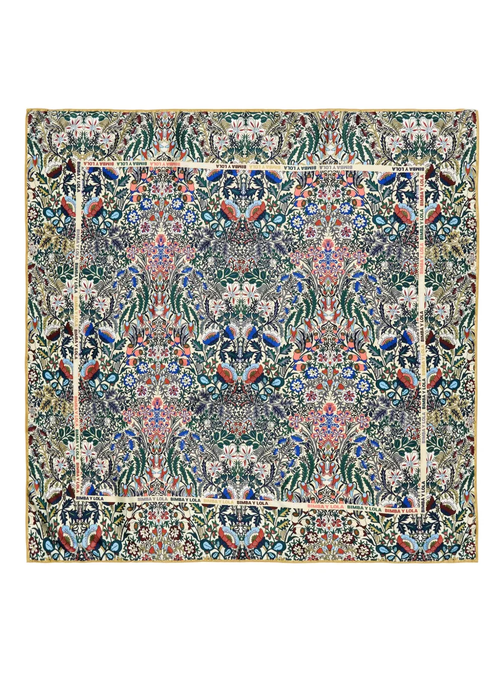 Bimba Y Lola Floral-print Square Scarf In Gray