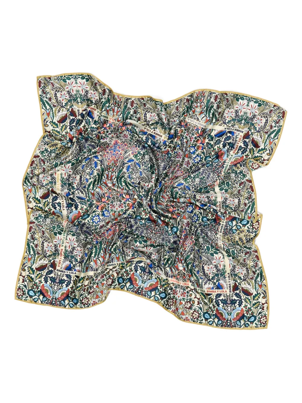 Bimba Y Lola Floral-print Square Scarf In Gray