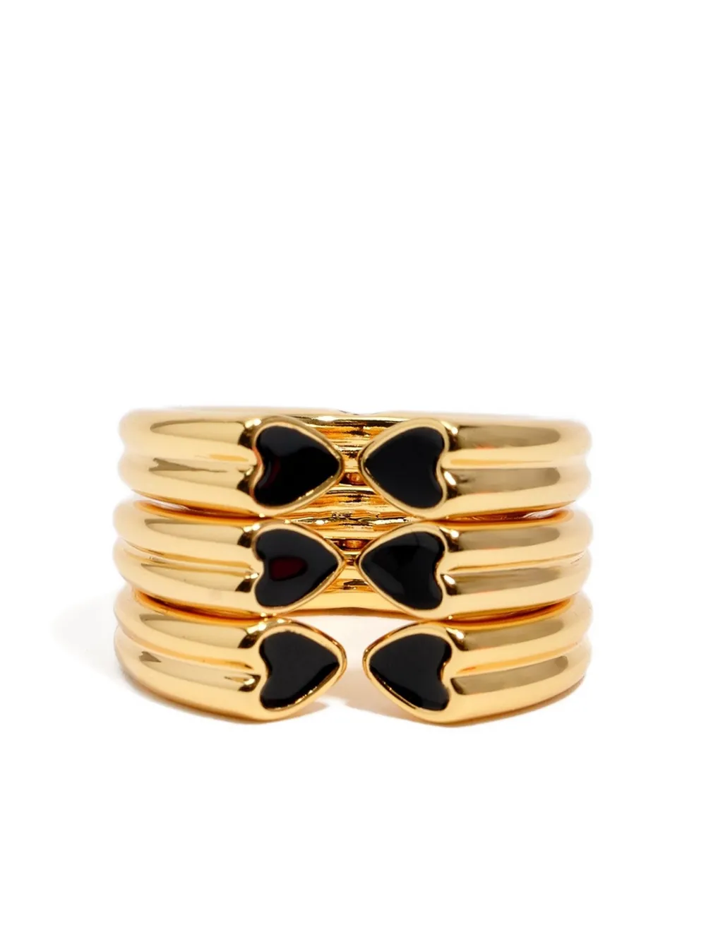Bimba Y Lola Ribbed Heart-detail Ring In Gold