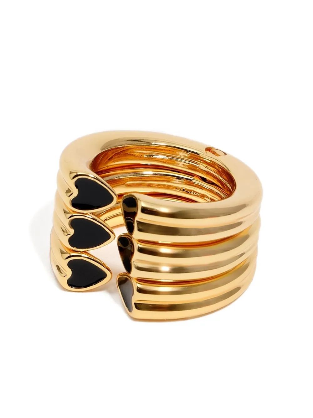 Bimba Y Lola Heart Triple Modular Ring In Gold