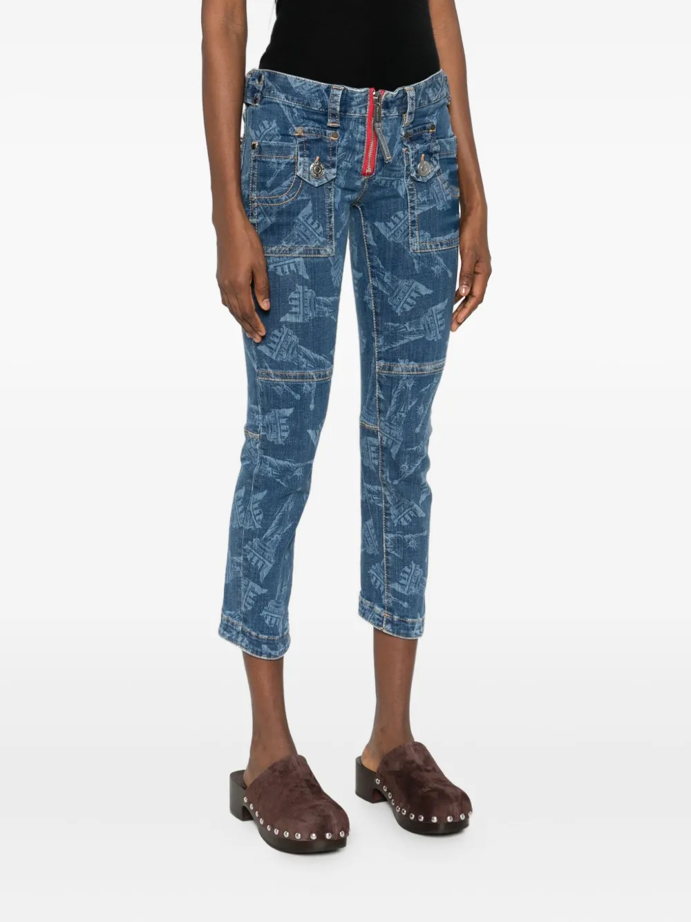 Dsquared2 Statue Of Liberty Printed Skinny Jeans In Blue