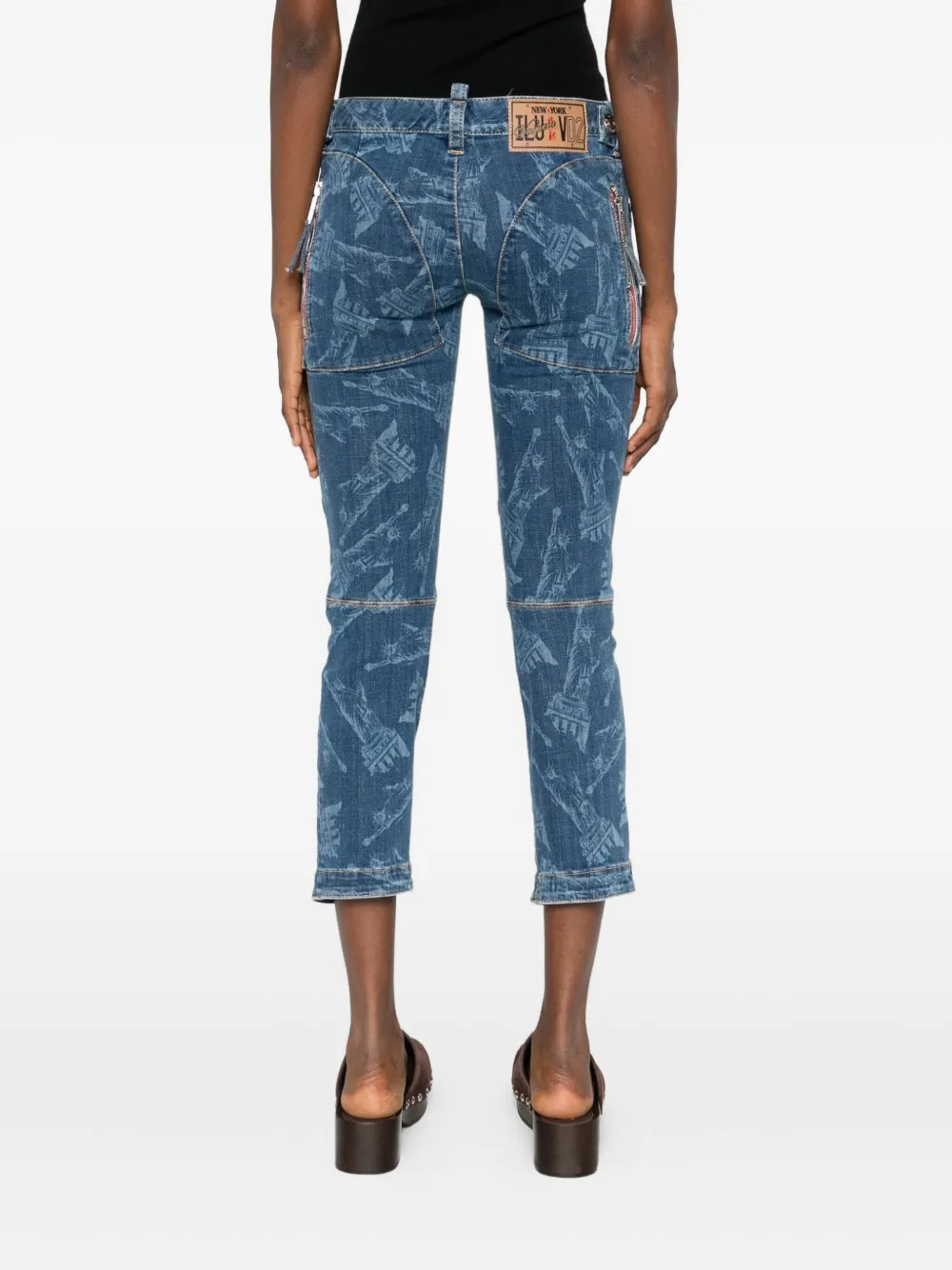 Dsquared2 Statue Of Liberty Printed Skinny Jeans In Blue