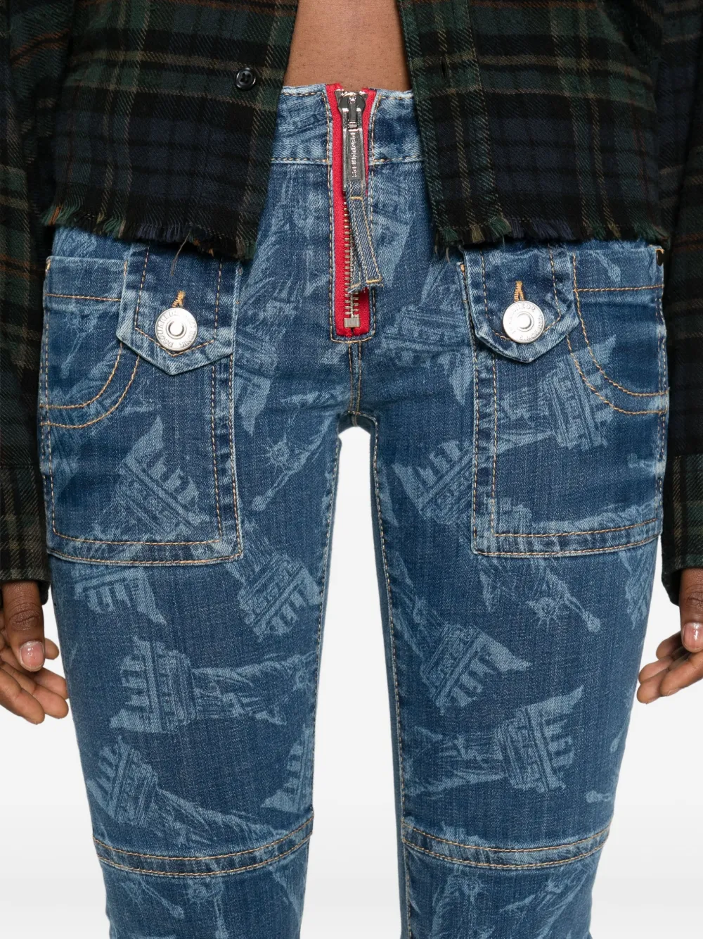 Dsquared2 Statue Of Liberty Printed Skinny Jeans In Blue