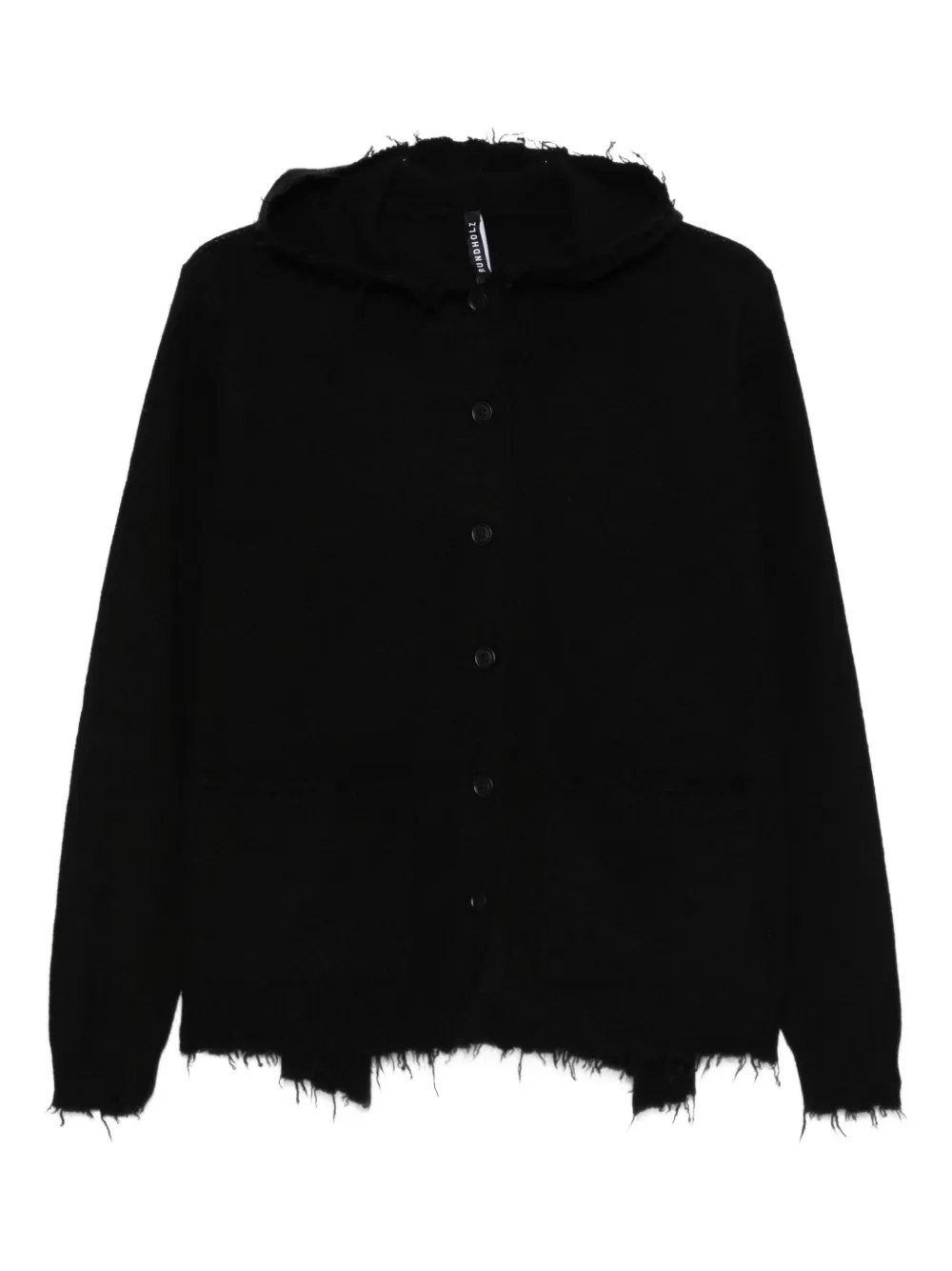 Rundholz hooded frayed cardigan | Black | Image 1