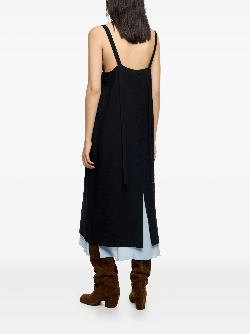 Bimba y Lola Gelaagde midi-jurk met vierkante hals Zwart