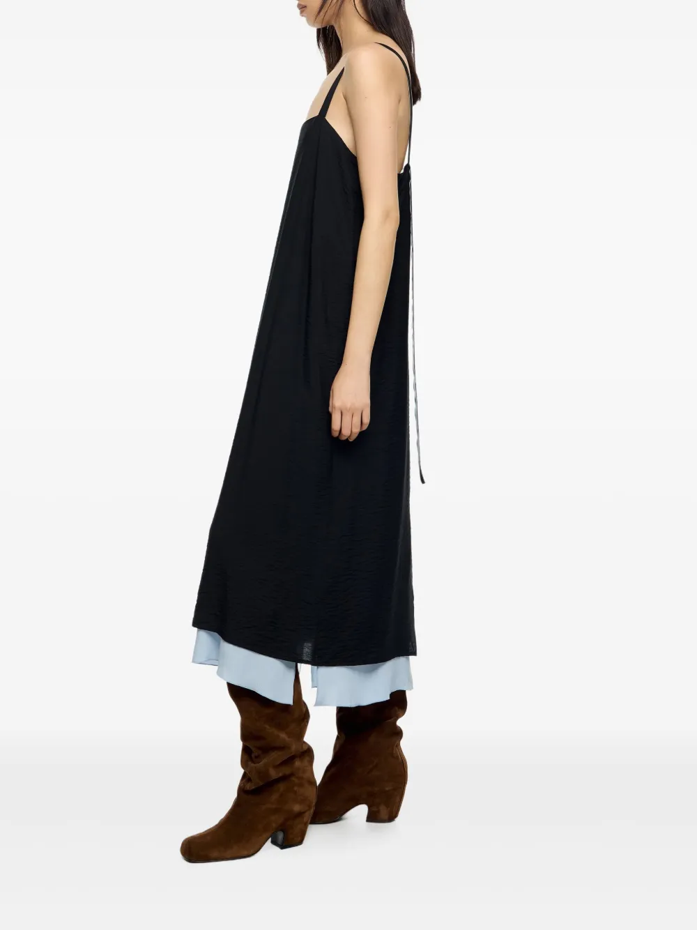 Bimba y Lola Gelaagde midi-jurk met vierkante hals Zwart