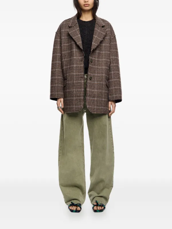 Bimba y Lola Checked frayed-edge Blazer | Brown | FARFETCH