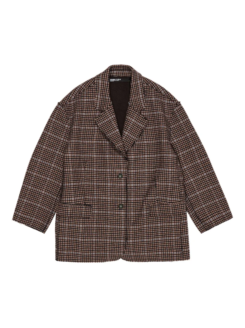 Bimba y Lola checked frayed-edge blazer | Brown | Image 1
