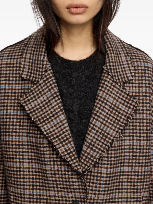 Bimba y Lola Checked frayed-edge Blazer | Brown | FARFETCH