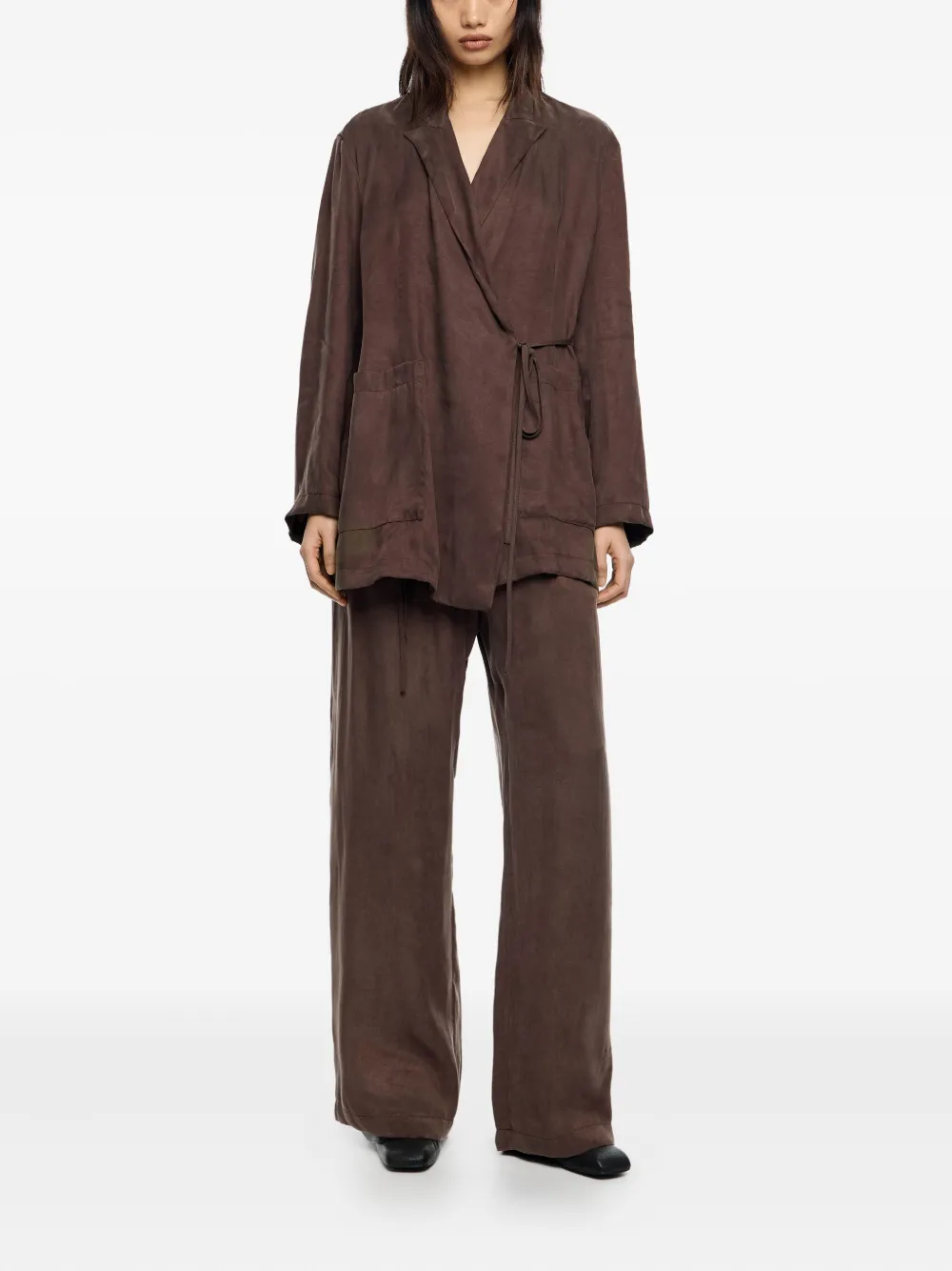 Bimba Y Lola Wrap-front Pocket Jacket In Brown