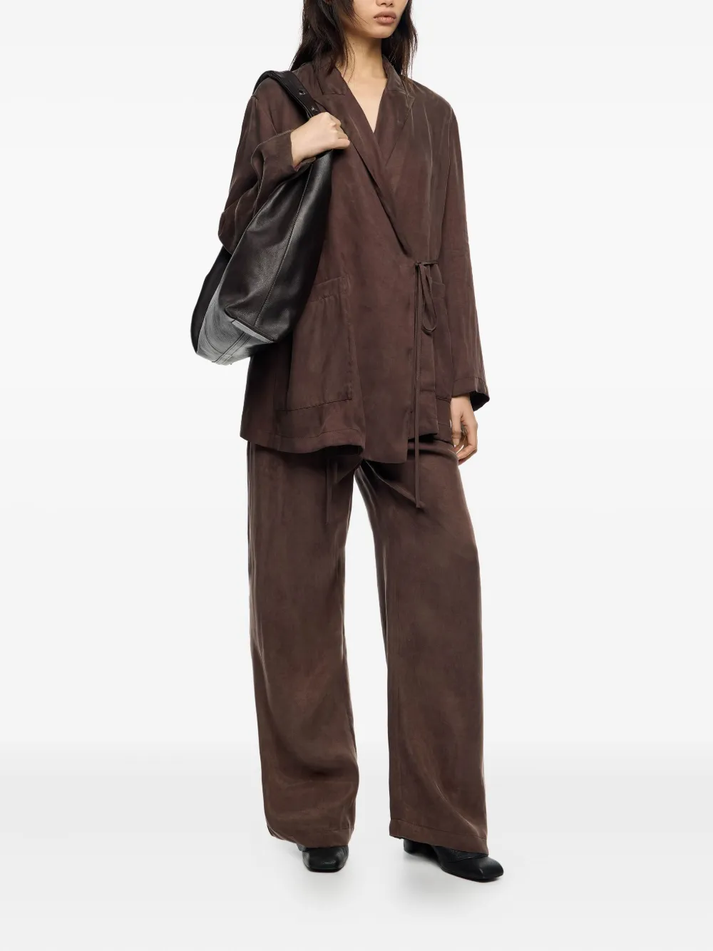 Bimba Y Lola Wrap-front Pocket Jacket In Brown