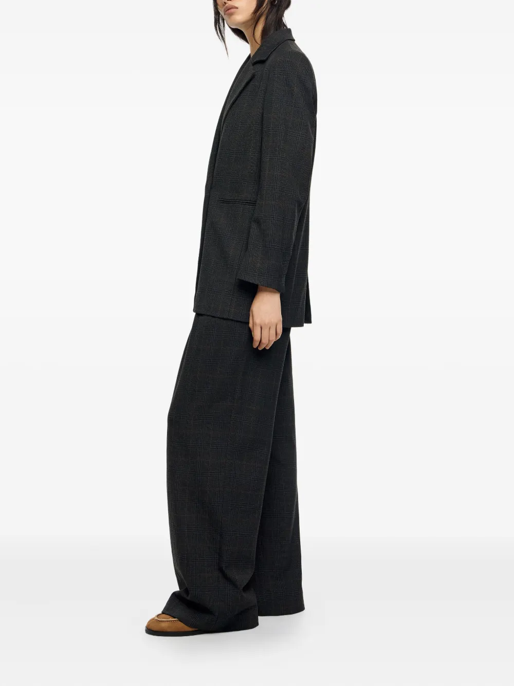 Bimba Y Lola Pleated Check-print Trousers In Gray