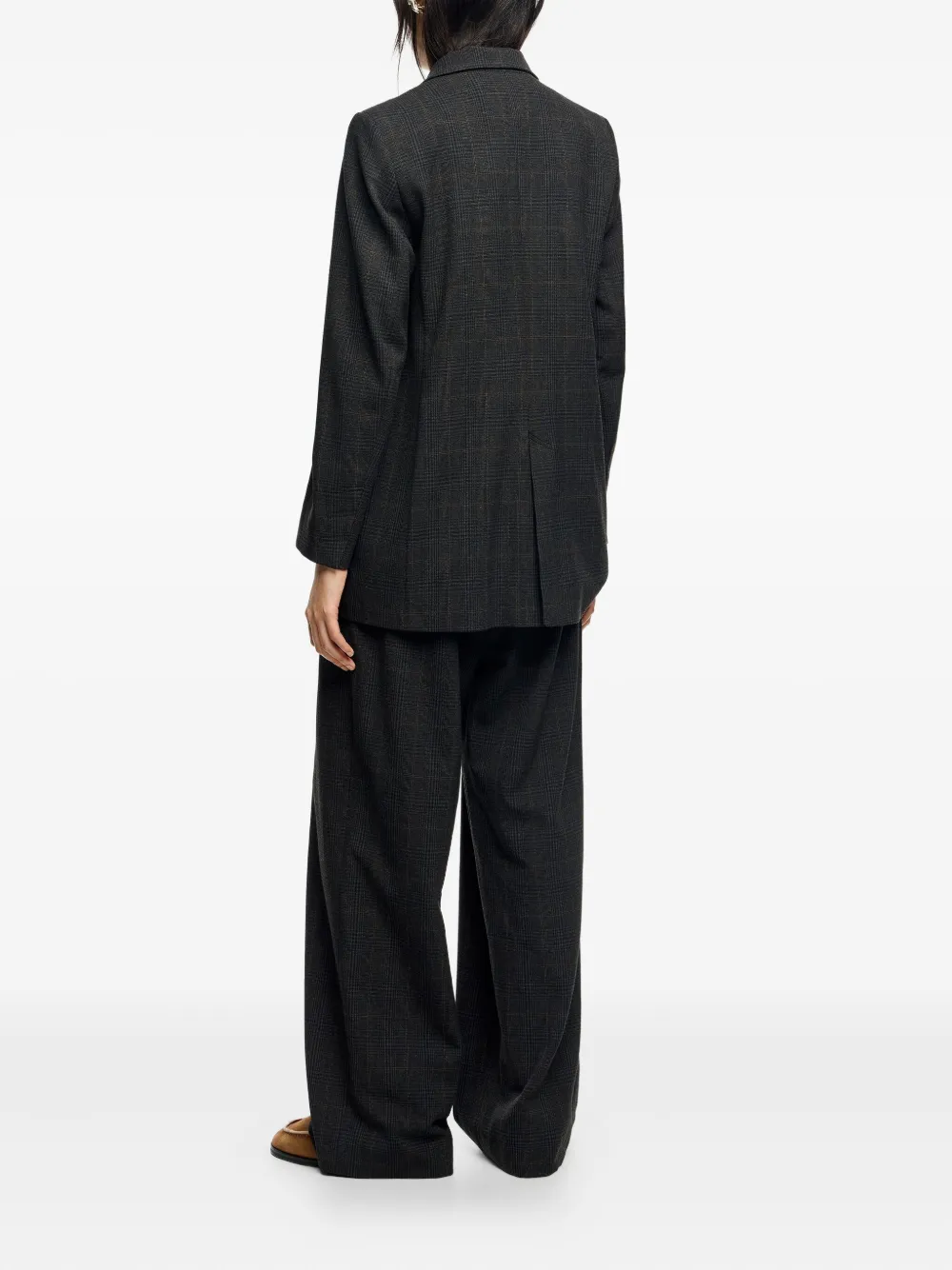 Bimba Y Lola Pleated Check-print Trousers In Gray