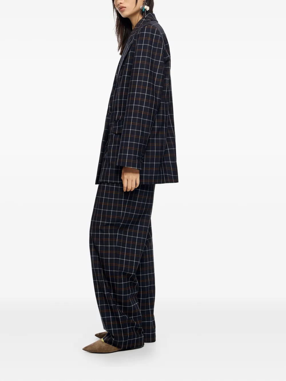 Bimba Y Lola Double-breasted Checked Blazer In Blue
