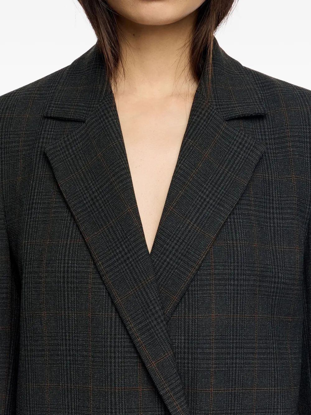 Bimba Y Lola Double-breasted Checked Blazer In Black