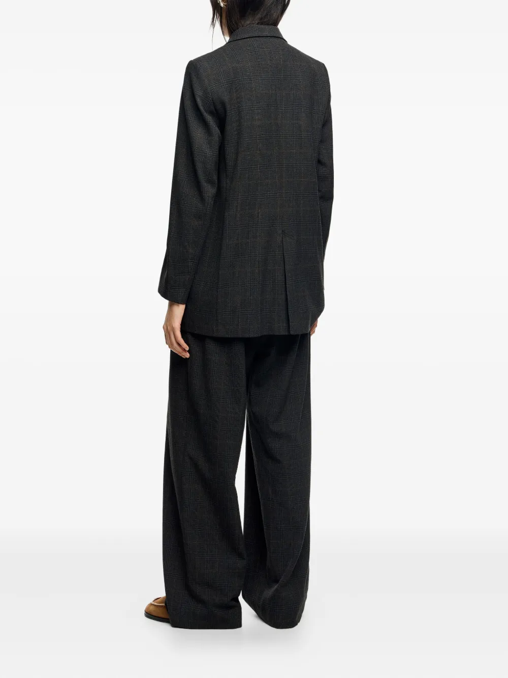 Bimba Y Lola Double-breasted Checked Blazer In Black