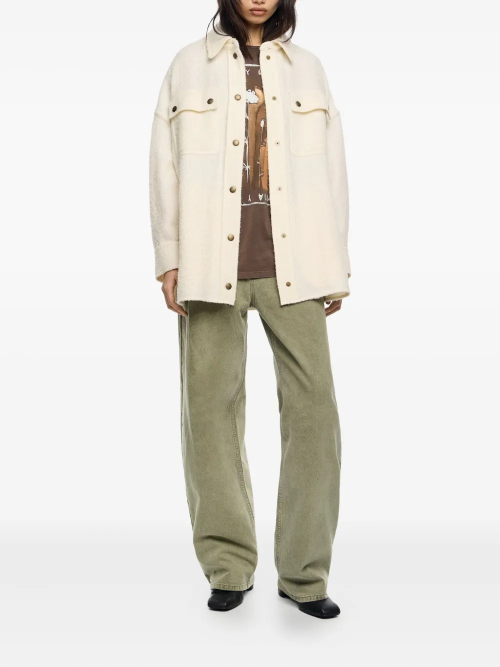 Bimba y Lola Blouse met klepzak en knopen - Beige