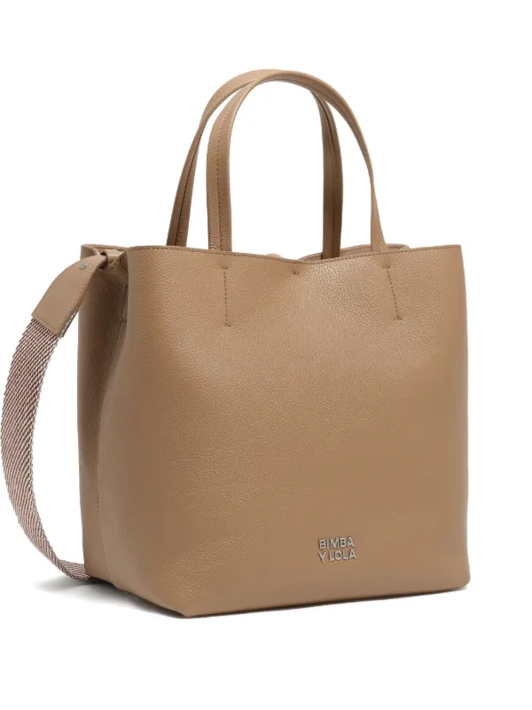 Bimba y Lola textured-leather Tote Bag Brown FARFETCH LB