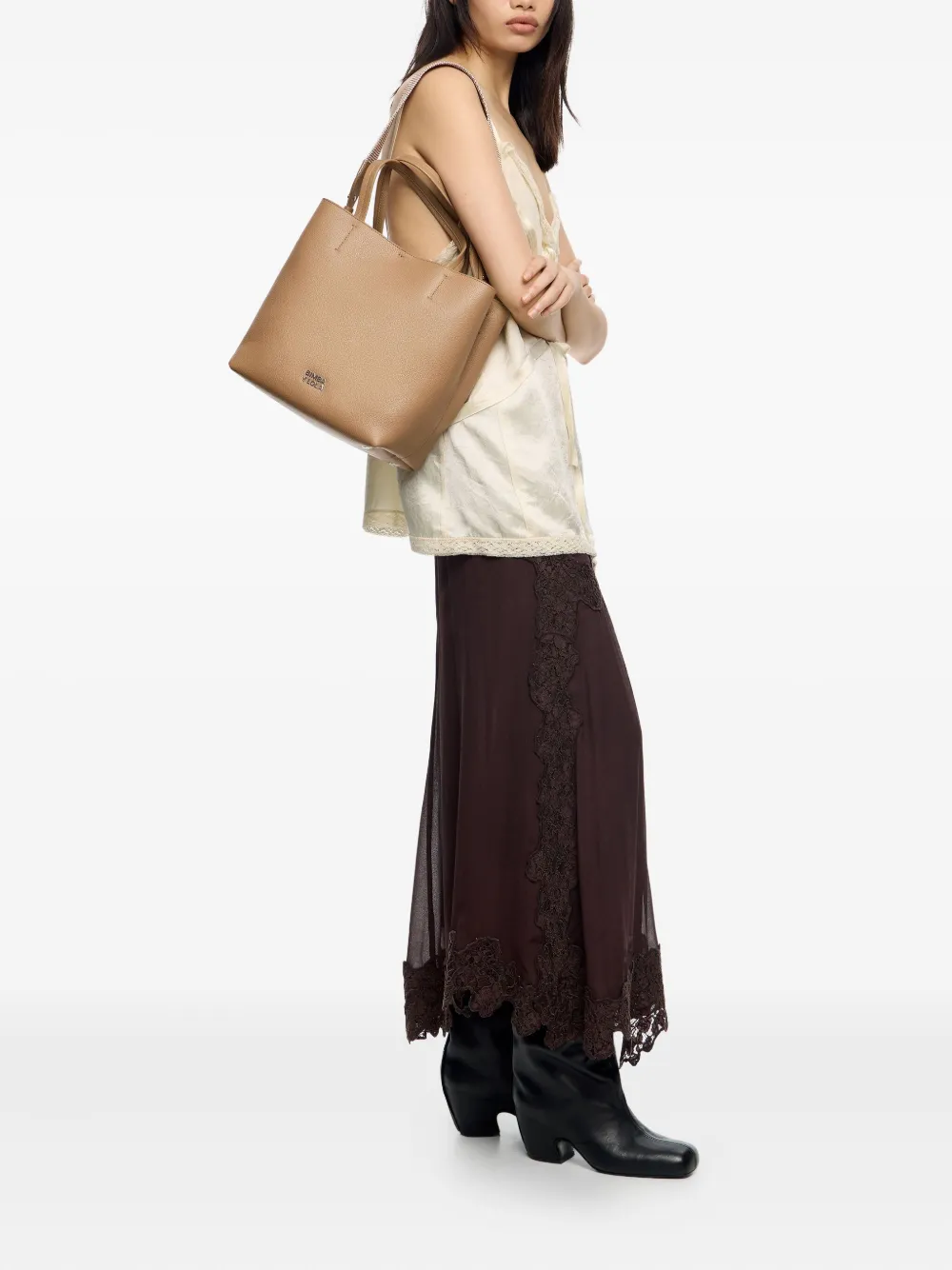 Bimba y Lola Leren shopper - Bruin