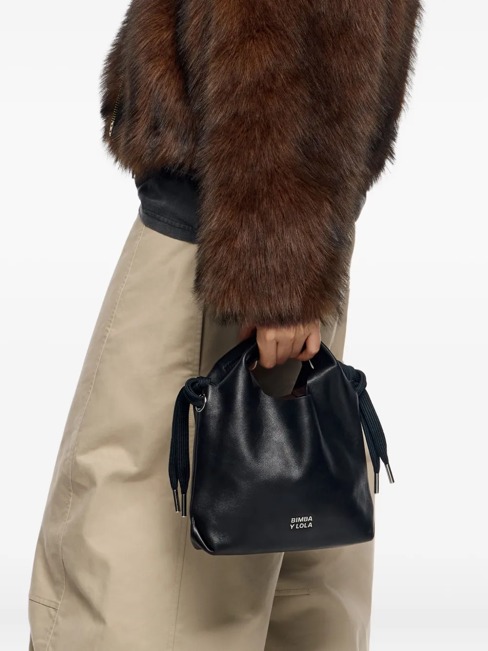 Bimba Y Lola Leather Tote Bag In Black