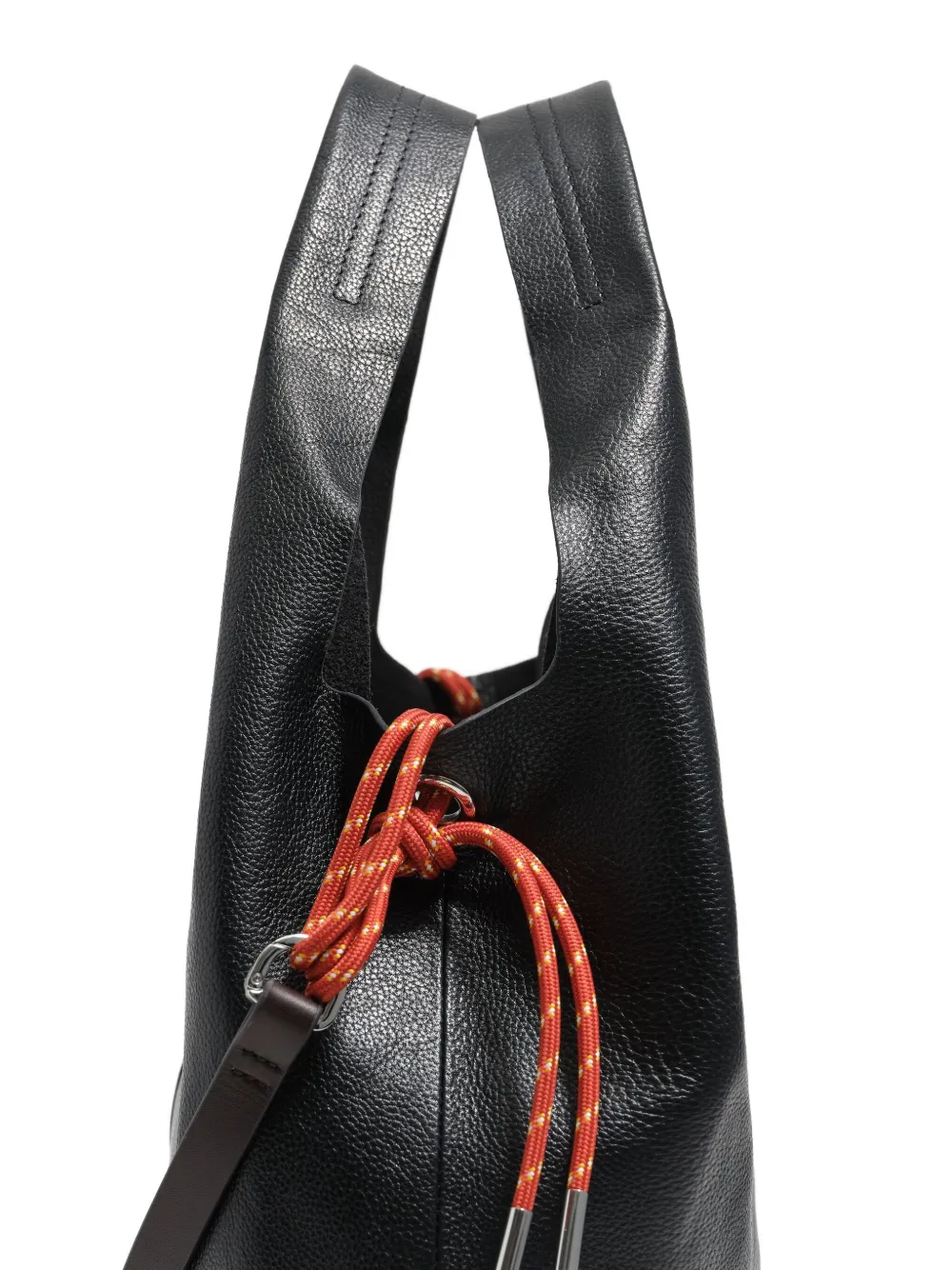 Bimba Y Lola Large Paper Leather Drawstring Shoulder Bag In Black
