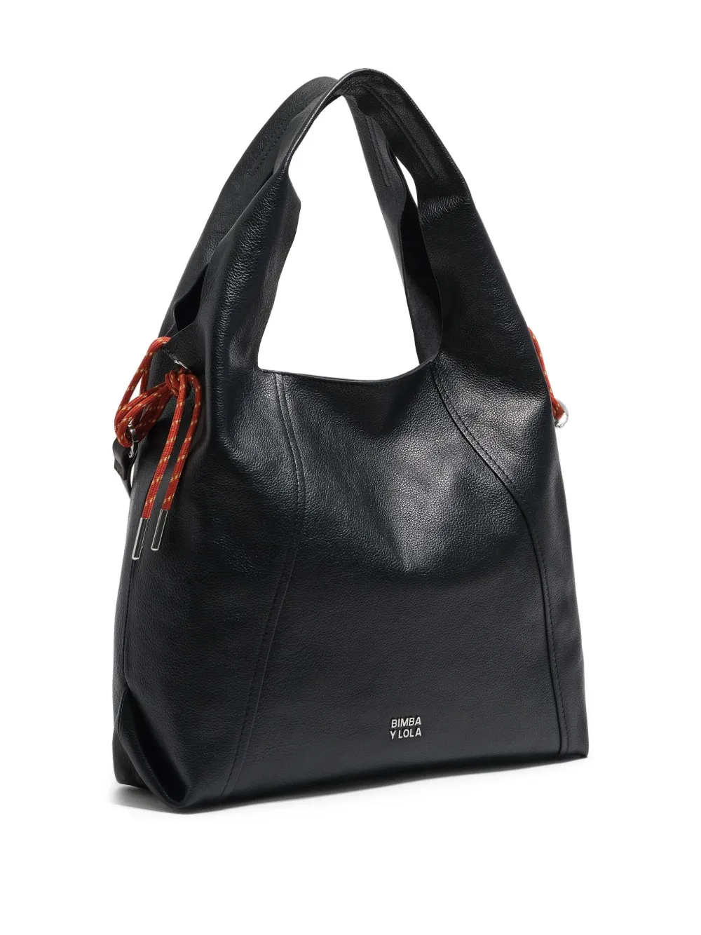 Bimba y Lola large Paper leather drawstring shoulder bag | Black | Image 1
