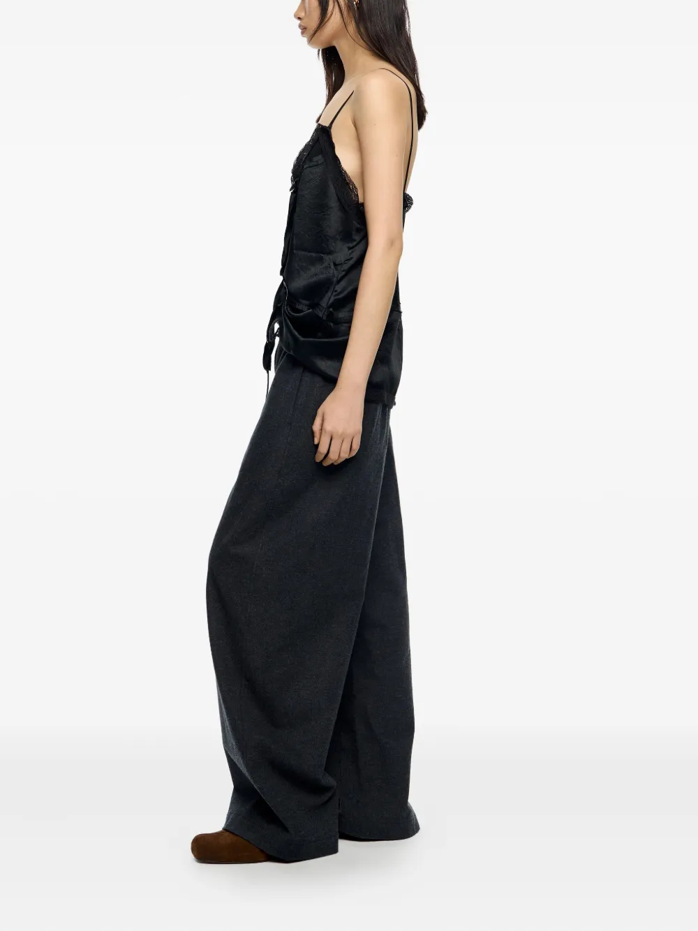 Bimba Y Lola Drawstring-fastening Cotton Trousers In Black