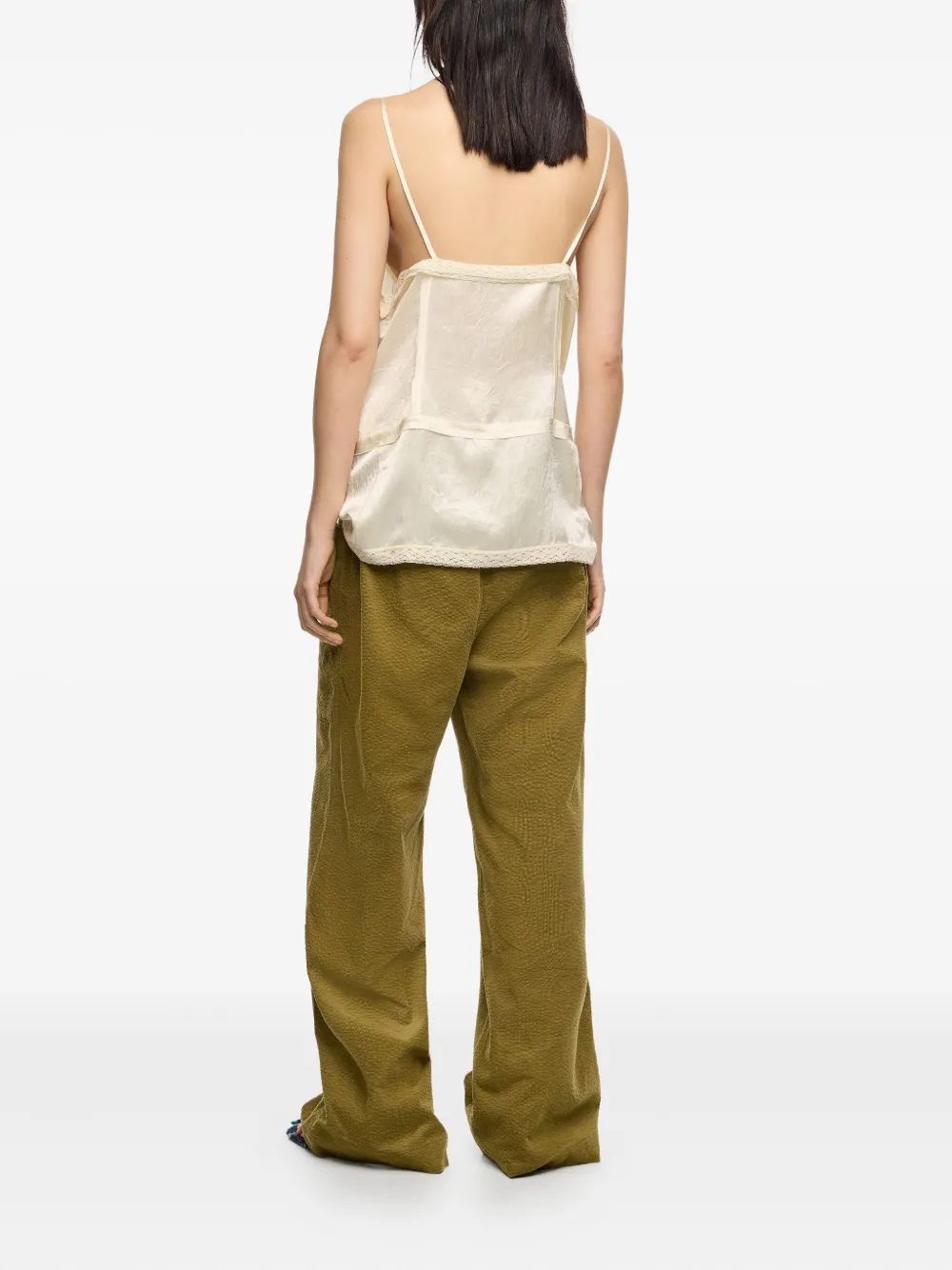 Bimba Y Lola Drawstring-waist Corduroy Trousers In Green