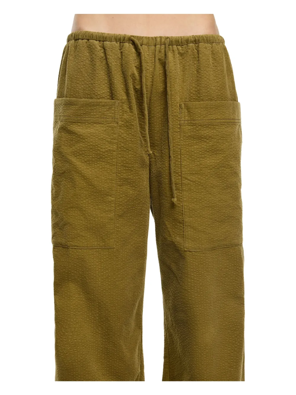 Bimba Y Lola Drawstring-waist Corduroy Trousers In Green