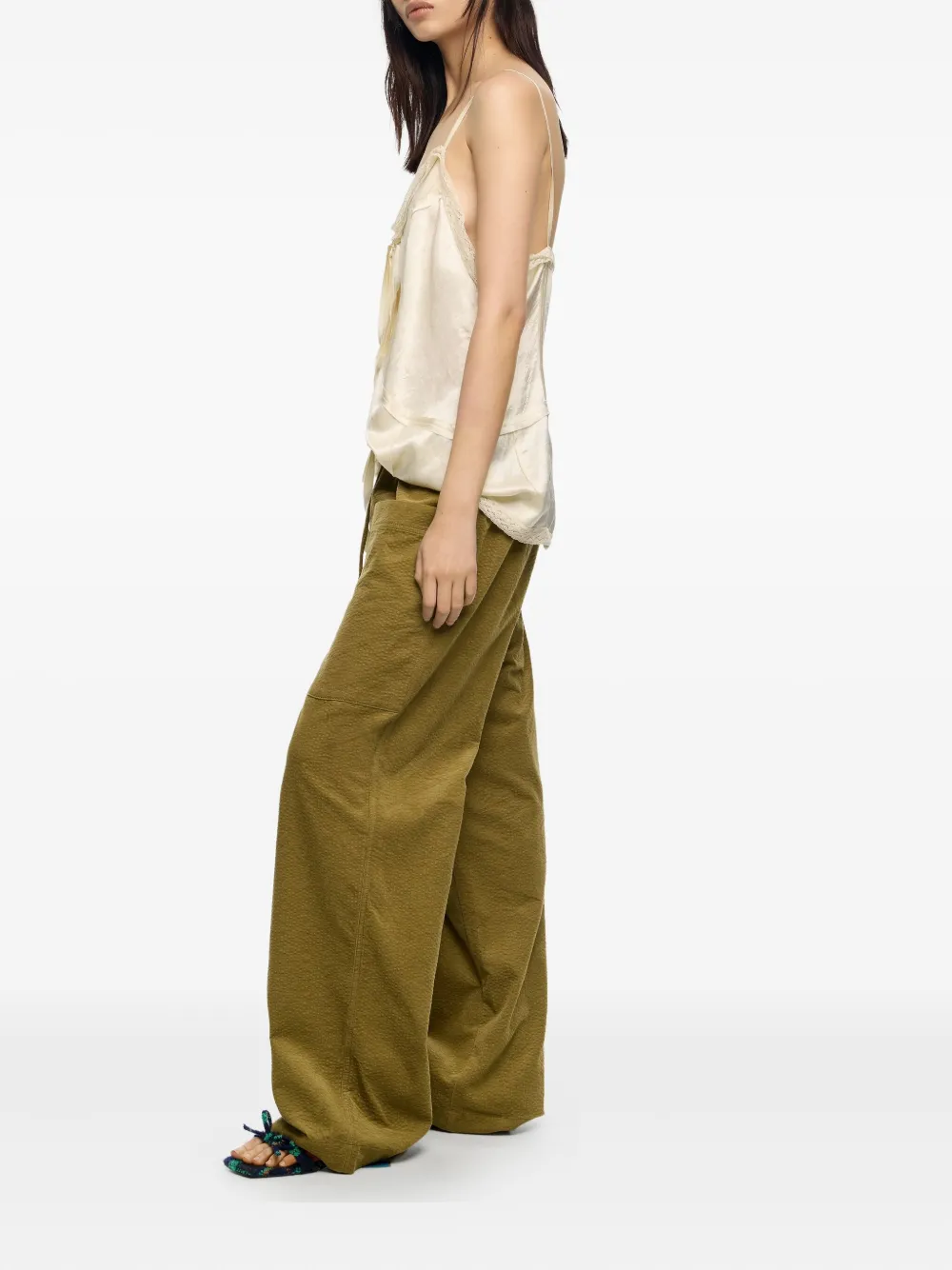 Bimba Y Lola Drawstring-waist Corduroy Trousers In Green