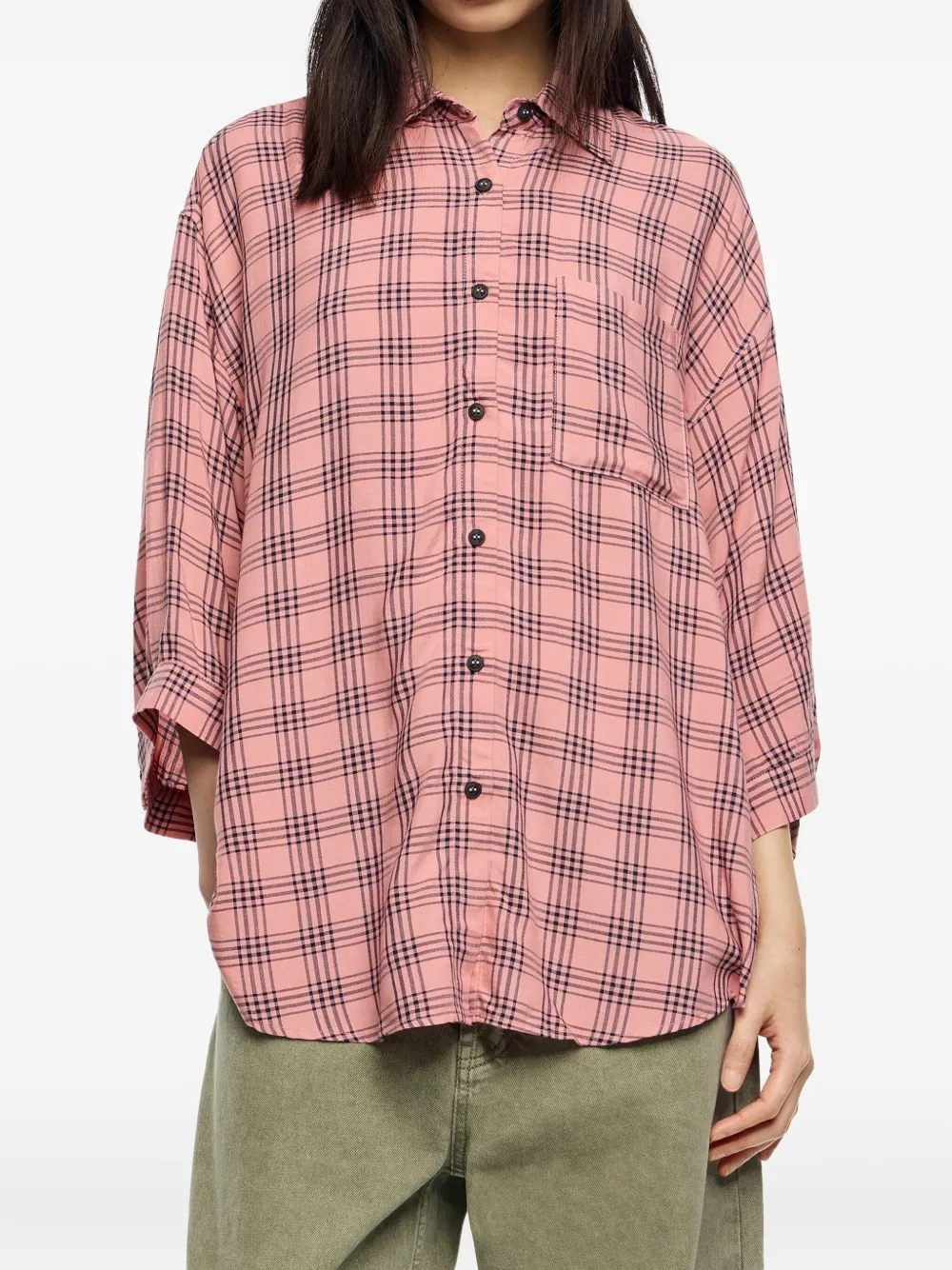 Bimba y Lola Geruit blouse met borstzak - Roze